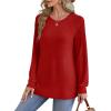 imageSaloogoe Sweatshirt for Women Crewneck Pleated Long Sleeve Shirts Tunic Tops Fashion Winter Clothing 2025Fresh Red