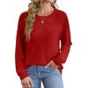 imageSaloogoe Sweatshirt for Women Crewneck Pleated Long Sleeve Shirts Tunic Tops Fashion Winter Clothing 2025Fresh Red