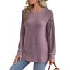 imageSaloogoe Sweatshirt for Women Crewneck Pleated Long Sleeve Shirts Tunic Tops Fashion Winter Clothing 2025Grape Purple