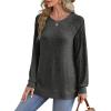 imageSaloogoe Sweatshirt for Women Crewneck Pleated Long Sleeve Shirts Tunic Tops Fashion Winter Clothing 2025Grey Black