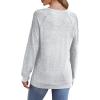 imageSaloogoe Sweatshirt for Women Crewneck Pleated Long Sleeve Shirts Tunic Tops Fashion Winter Clothing 2025Grey White