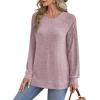 imageSaloogoe Sweatshirt for Women Crewneck Pleated Long Sleeve Shirts Tunic Tops Fashion Winter Clothing 2025Mauve