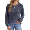 imageSaloogoe Sweatshirt for Women Crewneck Pleated Long Sleeve Shirts Tunic Tops Fashion Winter Clothing 2025Navy Blue
