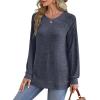 imageSaloogoe Sweatshirt for Women Crewneck Pleated Long Sleeve Shirts Tunic Tops Fashion Winter Clothing 2025Navy Blue