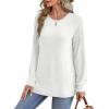 imageSaloogoe Sweatshirt for Women Crewneck Pleated Long Sleeve Shirts Tunic Tops Fashion Winter Clothing 2025Pure White