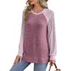 imageSaloogoe Sweatshirt for Women Crewneck Pleated Long Sleeve Shirts Tunic Tops Fashion Winter Clothing 2025Raglan Purple