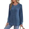 imageSaloogoe Sweatshirt for Women Crewneck Pleated Long Sleeve Shirts Tunic Tops Fashion Winter Clothing 2025Royal Blue