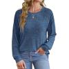 imageSaloogoe Sweatshirt for Women Crewneck Pleated Long Sleeve Shirts Tunic Tops Fashion Winter Clothing 2025Royal Blue