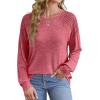 imageSaloogoe Sweatshirt for Women Crewneck Pleated Long Sleeve Shirts Tunic Tops Fashion Winter Clothing 2025Watermelon Red
