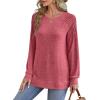 imageSaloogoe Sweatshirt for Women Crewneck Pleated Long Sleeve Shirts Tunic Tops Fashion Winter Clothing 2025Watermelon Red