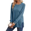 imageSaloogoe Sweatshirt for women Side Split Fall Fashion 2025 Long Sleeve Shirts Trending Now01blue