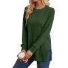 imageSaloogoe Sweatshirt for women Side Split Fall Fashion 2025 Long Sleeve Shirts Trending Now01dark Green
