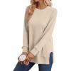 imageSaloogoe Sweatshirt for women Side Split Fall Fashion 2025 Long Sleeve Shirts Trending Now01khaki