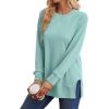 imageSaloogoe Sweatshirt for women Side Split Fall Fashion 2025 Long Sleeve Shirts Trending Now02blue Green