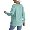imageSaloogoe Sweatshirt for women Side Split Fall Fashion 2025 Long Sleeve Shirts Trending Now02blue Green
