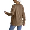 imageSaloogoe Sweatshirt for women Side Split Fall Fashion 2025 Long Sleeve Shirts Trending Now02coffee