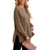 imageSaloogoe Sweatshirt for women Side Split Fall Fashion 2025 Long Sleeve Shirts Trending Now02coffee