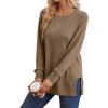 imageSaloogoe Sweatshirt for women Side Split Fall Fashion 2025 Long Sleeve Shirts Trending Now02coffee