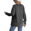imageSaloogoe Sweatshirt for women Side Split Fall Fashion 2025 Long Sleeve Shirts Trending Now02grey