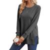 imageSaloogoe Sweatshirt for women Side Split Fall Fashion 2025 Long Sleeve Shirts Trending Now02grey