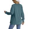 imageSaloogoe Sweatshirt for women Side Split Fall Fashion 2025 Long Sleeve Shirts Trending Now02grey Blue