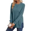 imageSaloogoe Sweatshirt for women Side Split Fall Fashion 2025 Long Sleeve Shirts Trending Now02grey Blue