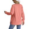 imageSaloogoe Sweatshirt for women Side Split Fall Fashion 2025 Long Sleeve Shirts Trending Now02pink