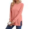 imageSaloogoe Sweatshirt for women Side Split Fall Fashion 2025 Long Sleeve Shirts Trending Now02pink