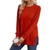 imageSaloogoe Sweatshirt for women Side Split Fall Fashion 2025 Long Sleeve Shirts Trending Now02red
