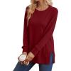 imageSaloogoe Sweatshirt for women Side Split Fall Fashion 2025 Long Sleeve Shirts Trending Now03brick Red