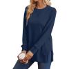 imageSaloogoe Sweatshirt for women Side Split Fall Fashion 2025 Long Sleeve Shirts Trending Now03deep Blue