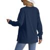 imageSaloogoe Sweatshirt for women Side Split Fall Fashion 2025 Long Sleeve Shirts Trending Now03deep Blue