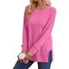 imageSaloogoe Sweatshirt for women Side Split Fall Fashion 2025 Long Sleeve Shirts Trending Now03hot Pink