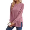 imageSaloogoe Sweatshirt for women Side Split Fall Fashion 2025 Long Sleeve Shirts Trending Now04brick Red