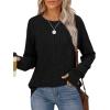 imageSaloogoe Womens Long Sleeve Top Crewneck Basic Lightweight Fall Shirt with Thumb HoleBlack