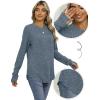 imageSaloogoe Womens Long Sleeve Top Crewneck Basic Lightweight Fall Shirt with Thumb HoleBlue