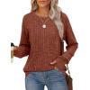 imageSaloogoe Womens Long Sleeve Top Crewneck Basic Lightweight Fall Shirt with Thumb HoleCaramel