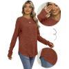 imageSaloogoe Womens Long Sleeve Top Crewneck Basic Lightweight Fall Shirt with Thumb HoleCaramel