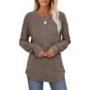 imageSaloogoe Womens Long Sleeve Top Crewneck Basic Lightweight Fall Shirt with Thumb HoleCoffee