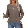 imageSaloogoe Womens Long Sleeve Top Crewneck Basic Lightweight Fall Shirt with Thumb HoleCoffee