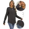 imageSaloogoe Womens Long Sleeve Top Crewneck Basic Lightweight Fall Shirt with Thumb HoleDark Gray