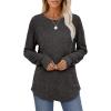 imageSaloogoe Womens Long Sleeve Top Crewneck Basic Lightweight Fall Shirt with Thumb HoleDark Gray