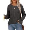 imageSaloogoe Womens Long Sleeve Top Crewneck Basic Lightweight Fall Shirt with Thumb HoleDark Gray