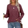 imageSaloogoe Womens Long Sleeve Top Crewneck Basic Lightweight Fall Shirt with Thumb HoleFuchsia