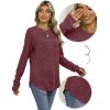 imageSaloogoe Womens Long Sleeve Top Crewneck Basic Lightweight Fall Shirt with Thumb HoleFuchsia