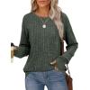imageSaloogoe Womens Long Sleeve Top Crewneck Basic Lightweight Fall Shirt with Thumb HoleGreen