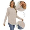 imageSaloogoe Womens Long Sleeve Top Crewneck Basic Lightweight Fall Shirt with Thumb HoleKhaki