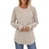 imageSaloogoe Womens Long Sleeve Top Crewneck Basic Lightweight Fall Shirt with Thumb HoleKhaki