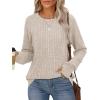 imageSaloogoe Womens Long Sleeve Top Crewneck Basic Lightweight Fall Shirt with Thumb HoleKhaki