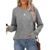 imageSaloogoe Womens Long Sleeve Top Crewneck Basic Lightweight Fall Shirt with Thumb HoleLightgrey